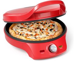 Princess Pizza maker 115007 - Pizzaoven - Regelbare thermostaat tot 220C - Rood - Ø 30cm - ook te gebruiken als tafelgrill - voor verse en diepvriespizza's