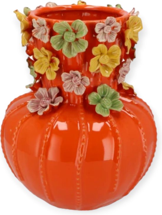 Daan Kromhout - Vaas - Flowers - Vase - Bloemenvaas - Oranje - 18x21cm - Keramiek