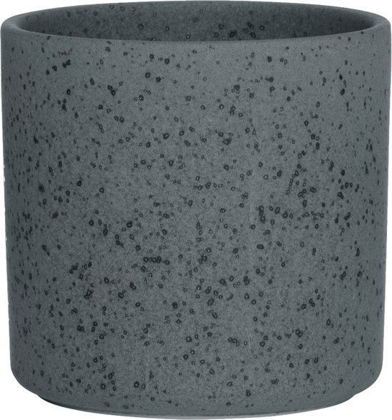 Hakbijl Plantenpot/bloempot Cindy - zwart - keramiek - cilinder - D17 x H17 cm