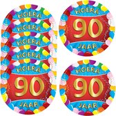 50x stuks gekleurde bierviltjes/onderzetters 90 jaar thema feestartikelen en versiering