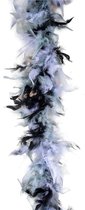 Funny Fashion Carnaval verkleed boa met veren - zwart/grijs - 200 cm - 45 gram - Glitter and Glamour - veel veertjes