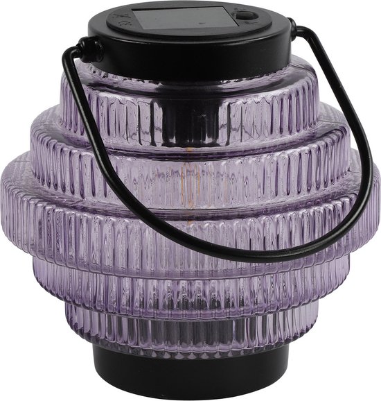 Countryfield Lanterne de Jardin Jardin - solaire - violet/noir - D16 x H16 cm - métal/verre - éclairage extérieur