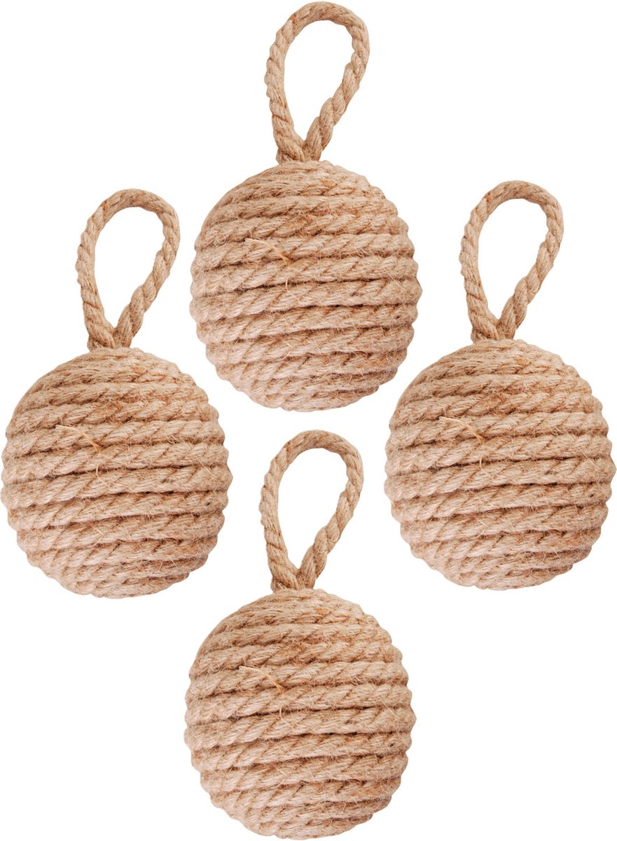 Esschert design deurstopper knoop - 4x - 1.7 kilo - bruin - jute - 14 x 14 cm