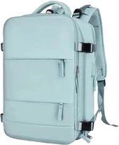Sustainably C Reistas - Handbagage - Rugzak - Waterdicht - Outdoor - Unisex - Compact - USB-poort - Verschillende vakken - 42x31x17 cm - Lichtblauw
