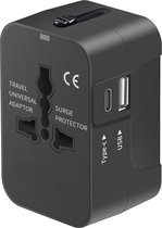 Vardaan Universele wereldstekker - Reisstekker - Reisadapter - Internationale reisstekker - Met 2 Fast Charge USB poorten - Zwart
