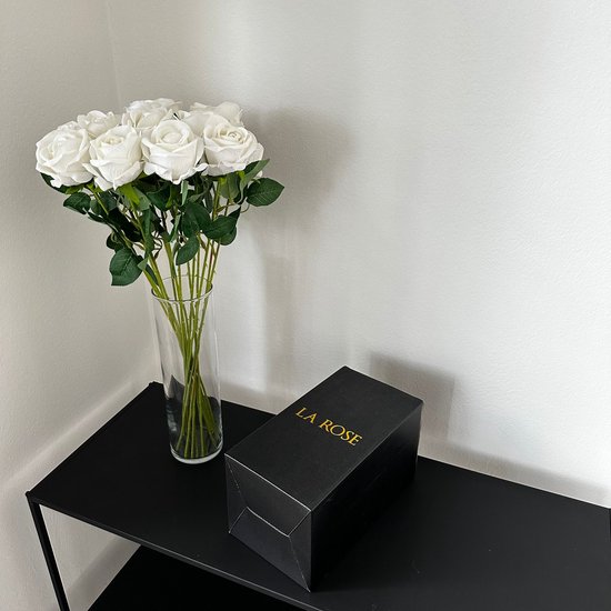LA ROSE - Set de 15 roses - Roses Witte - Fleurs artificielles - Fleurs en soie