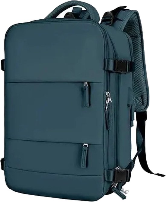 Sustainably C Reistas - Handbagage - Rugzak - Waterdicht - Outdoor - Unisex - Compact - USB-poort - Verschillende vakken - 42x31x17 cm - Donkerblauw