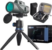 Ocus-Zoom Premium - Monoculaire Telescoop - HD - 12x50 - Mobiele Telefoon/Smartphone adapter - Robuust 2-traps statief -BAK4 prisma - IPX7 waterdicht