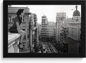 Fotolijst - Posters vintage - Vrouw - Architectuur - Spanje - Madrid - Kader - 30x20 cm - Poster - Foto in lijst