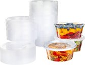 50 stuks plastic bakjes met deksels, BPA-vrije voedselcontainers van 280 ml met deksels, potjes voor saus, lekvrij, kleine plastic potjes voor afhaalmaaltijden