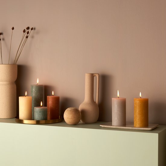 3 bougies pilier rustique Bolsius vert olive 100/100 (62 heures) Eco Shine Fresh Olive