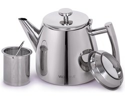 VeoHome Theepot met Infuser 500mL - RVS - Compact, Dubbelwandig, Ideaal voor Kleine Huishoudens VeoHome Theepot met Infuser 500mL - RVS - Compact, Dubbelwandig, Ideaal voor Kleine Huishoudens