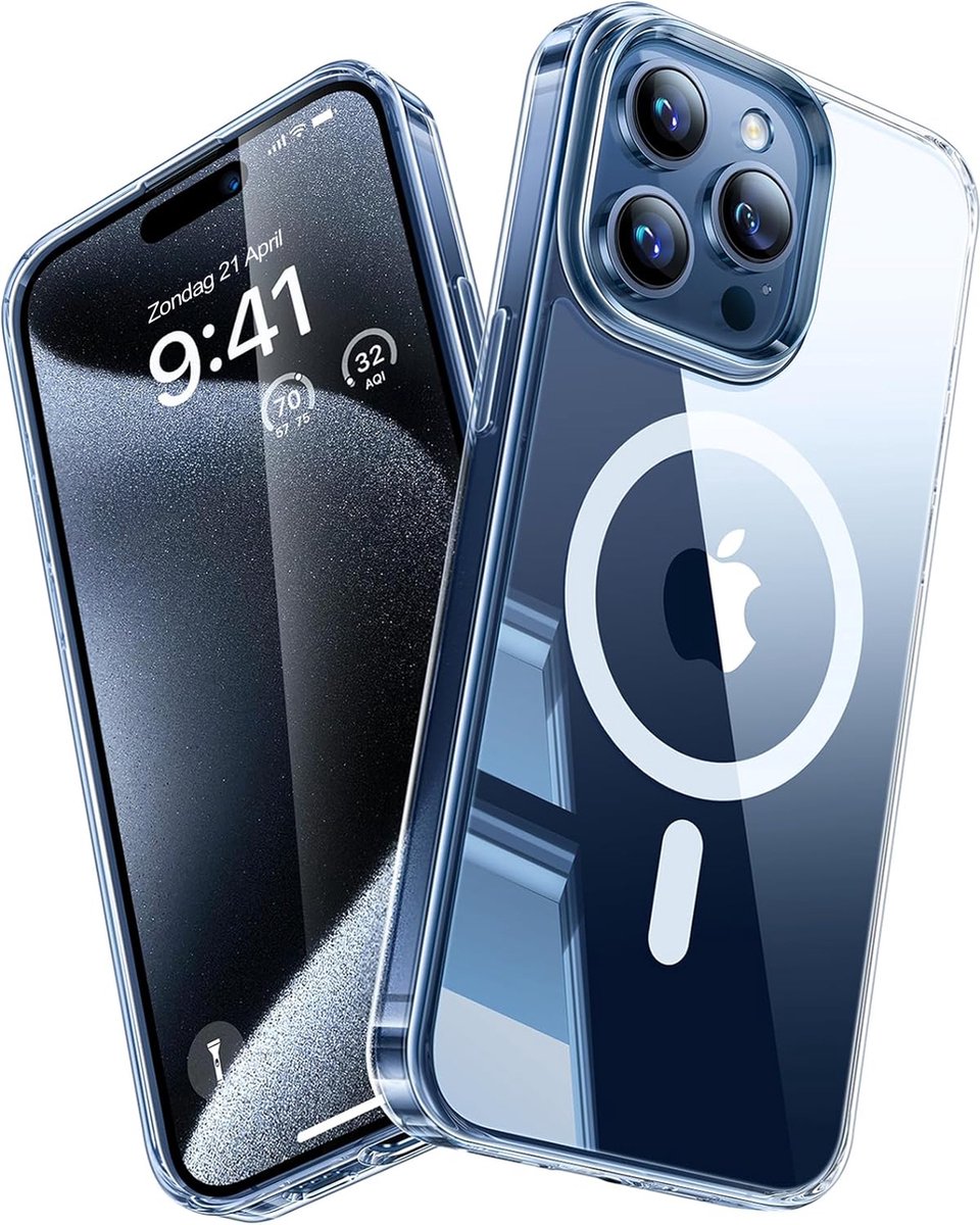 DISEV® Hoesje geschikt voor iPhone 15 pro Magsafe Hoesje Transparant - Magnetisch Magsafe Hoesje - iPhone 15 pro Doorzichtig - iPhone 15 Magsafe Case - Doorzichtig