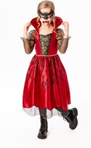 Rubies - Vampier & Dracula Kostuum - Vampier Kostuum Meisje - Rood, Geel, Zwart - Maat 116 - Halloween - Verkleedkleding