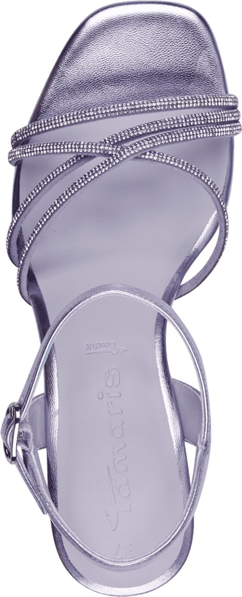 Tamaris metalické páskové sandály na podpatku Silver 1-28236-42