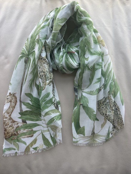Emilie scarves - sjaal - voorjaar zomer - print safari - groen - dieren