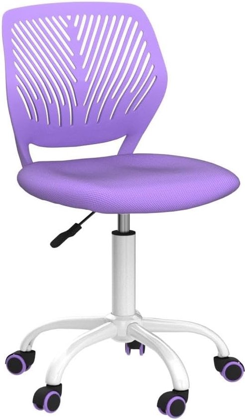 Chaise de bureau réglable violet - design ergonomique avec revêtement en tissu