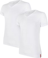 Undiemeister - T-shirt - T-shirt heren - Slim fit - Korte mouwen - Gemaakt van Mellowood - V-Hals - Chalk White (wit) - 2-pack - L