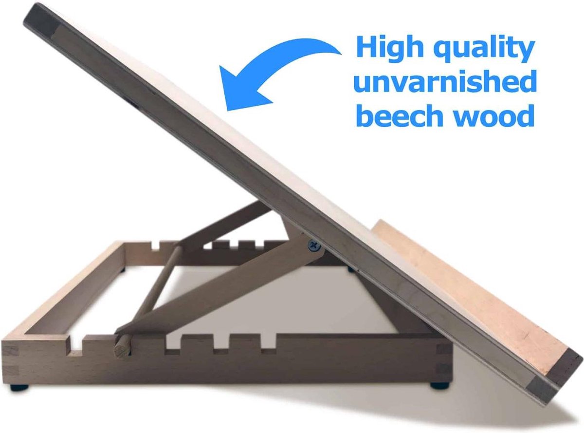 Zieler Workstation A2 Formaat - Houten Tekentafel - Tekenbord - 5 Standen - voor Volwassenen en Kinderen - Lessenaar - Tafelezel Geschikt voor Max 43 x 62 cm - Schildersezel — afbeelding 13