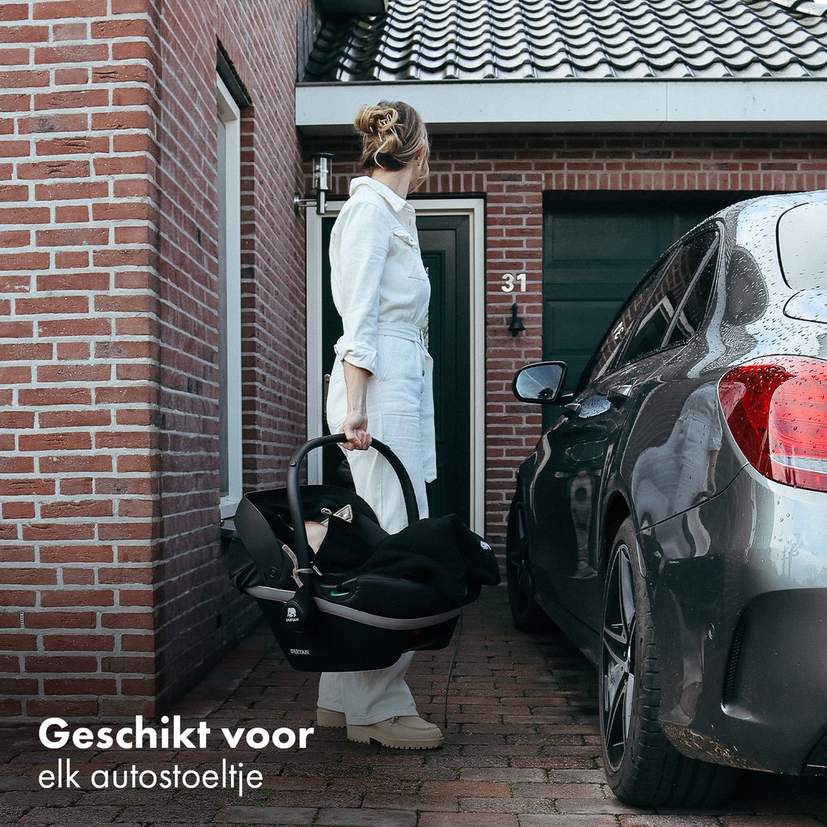 Deryan - Voetenzak voor Autostoel & Kinderwagen - Footmuff Maxi Cosi, Kinderwagen of Autostoel - Zwart – foto 4