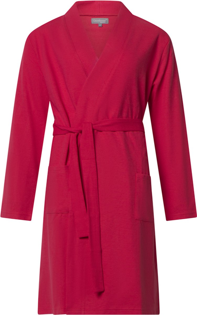 Cocodream - dames badjas 626605 - wafelstructuur - sauna badjas - Cherry - maat S