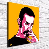 Pop Art Frank Zappa - Canvas Print - op dennenhouten kader - 60 x 60 x 2 cm - Wanddecoratie