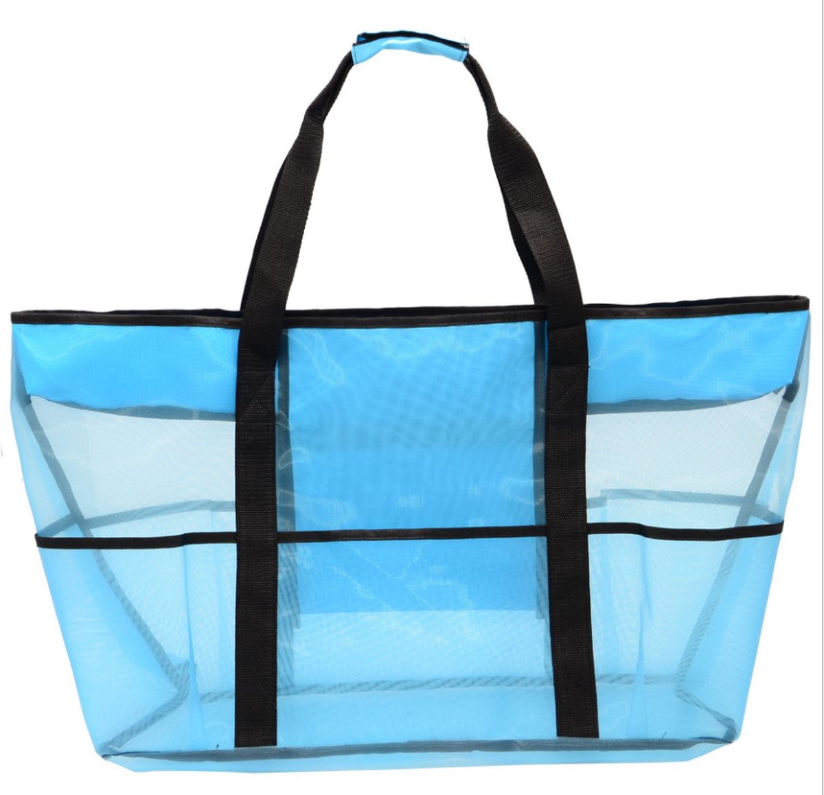 Andyou-Zanddichte draagtas van mesh - Opvouwbare opbergtas - Geschikt voor zwembad, reizen, speelgoed en kleding opbergen - Blauw