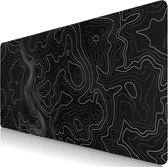Bastix - Muismat XXL, 900 x 400 mm, grote topografische kaart, muismat, muismat met antislip rubberen basis, bureauonderlegger voor kantoor, thuis, gaming (topo zwart)