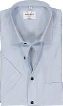 MARVELIS modern fit overhemd - korte mouw - popeline - lichtblauw gestreept - Strijkvrij - Boordmaat: 46