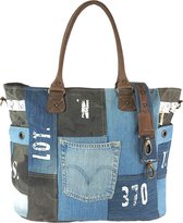 Sunsa - schoudertas voor dames - Duurzame tas gemaakt van gerecycled jeans & canvas - Vintage veganistische schoudertas -Kleine cross-over tas