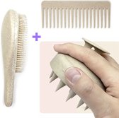 Befortune® Haarverzorgings Set - Haarborstel, Kam & Scalp Brush – Hoofdmassage - Hoofdhuid Massage Borstels – Siliconen Haarborstel – Haargroei | Beige