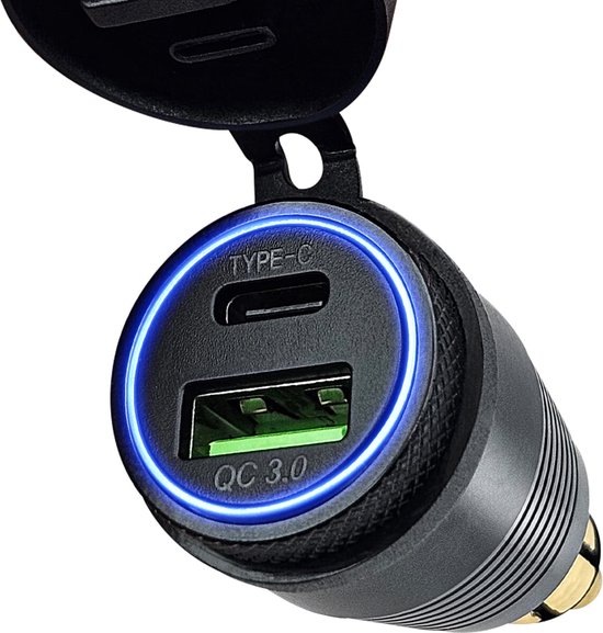 Foto: Orbit electronic din hella usb usb c lader snellader 2 poorten 12 24v universele motorlader