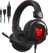Gaming-headset - Stereohoofdtelefoon Geschikt voor: laptop, tablet, PS4, pc, Xbox One-controller - Ruisonderdrukkende over-ear-headset met microfoon, LED-licht, bassurround