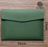 AliRose - Documenten Tas - A4 Formaat - Emerald Groen - Waterafstotend - Professionele Zakelijke Map - School Map - Envelop - Druk Knop - Studie Map - Imitatie Leer - Luxe Design - Kreukelvrij