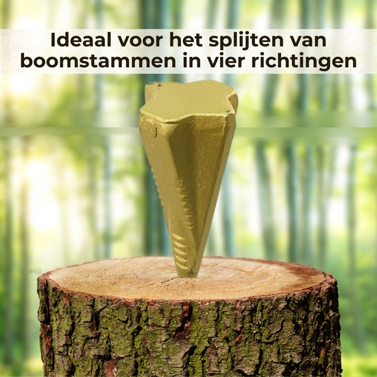 Houtklover Metaal - Houtsplijter - Splijtwig - Houtsplitter Kloofwig - Goud van Relaxdays — afbeelding 2