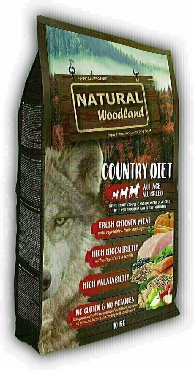 10kg Natural Woodland Country Diet droogvoer voor honden
