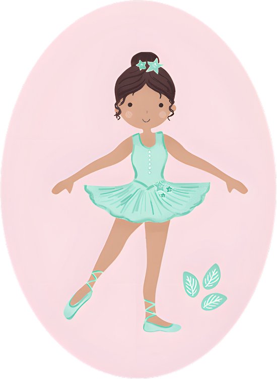 Ballerina - ovaal 30x40cm - Speelse Wanddecoratie voor Kinderkamer - roze - meisje - ballet - forex | NUUW at home