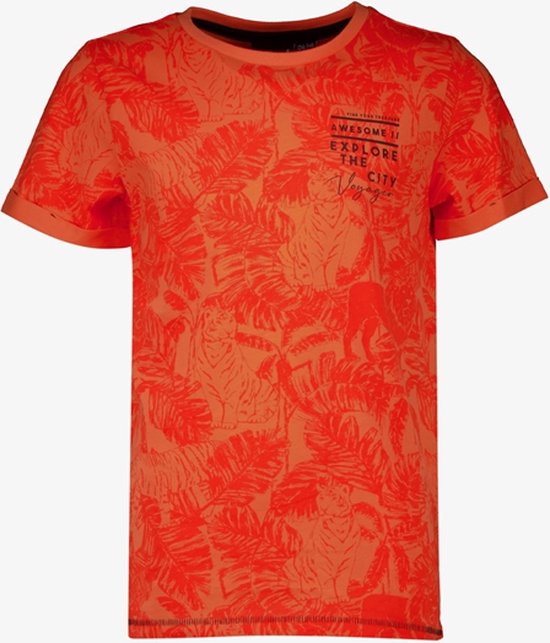 Unsigned jongens T-shirt met palmbladeren oranje - Maat 146/152