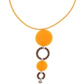 Behave Oranje ketting met ronde hangers en steentjes