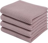 Theedoeken 100% katoen, set van 4, 32 x 72 cm, zachte theedoeken, keukenhanddoeken, absorberend, dikke premium theedoeken, vaatdoeken, poetsdoeken, bruin