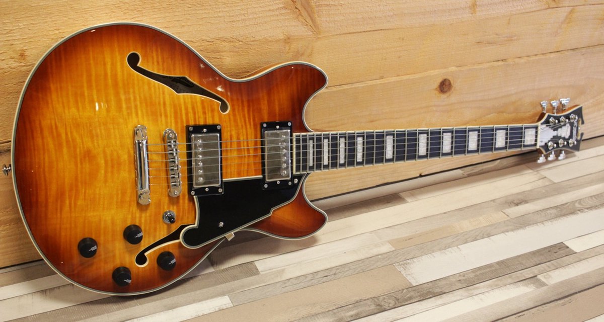 D'angelico Premier Mini DC Dark Iced Tea Burst - Elektrische gitaar - sunburst