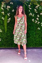 Lange dames jurk Ariane paisleymotief groen wit fuchsia roze grijs zwart strandjurk maat 36-44