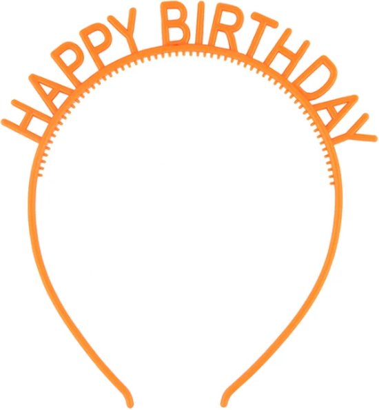 Happy birthday diadeem oranje - happy birthday haarband - verjaardag diadeem - feest