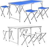 D&B - Table de camping - Chaise de camping - Table de camping pliable - Couleur Blauw - 4 Chaises - Pliable - Table de pique-nique