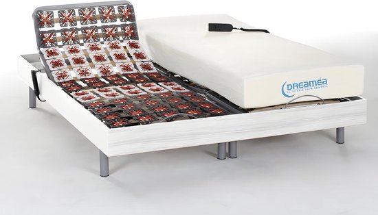 DREAMEA Elektrische bedbodem en matras met vormgeheugen HESIODE III van DREAMEA - motoren OKIN - wit - 2 x 80 x 200 cm L 200 cm x H 35 cm x D 160 cm