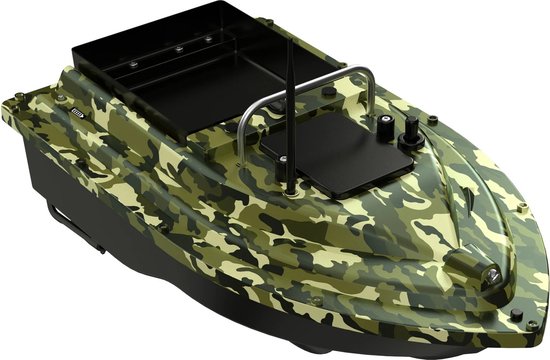 Bateau Amorceur Télécommandé Camouflé – Charge 1,5 Kg, Portée 500 M, Pour Pêche Rivière/Lac