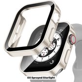 Full Cover Tempered Glass - Uzzy M.F - 45mm - Screen Protector - Kleur Starlight - Case Bumper - Hoesje Geschikt Voor Apple Watch Maat 45 - 45 MM - Beschermhoes - Screenprotector - Gehard Glas