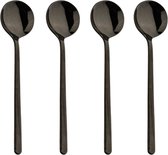 Le Cava Luxe Koffielepels - Set van 4 stuks - 15 cm - Latte Macchiato lepels - Theelepels - Zwart