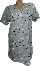 Dames nachthemd korte mouw 6507 met hartenprint XXL grijs/groen
