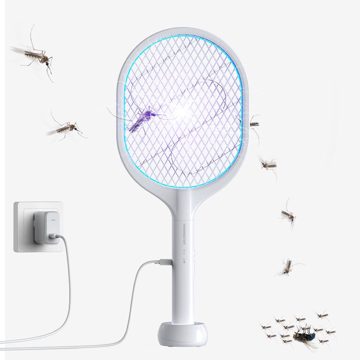 Bol.com Hikemeister ® 2 in 1 vliegenmepper - Racket Elektrische UV insectendoder op USB - vliegenlamp insectenlamp muggenlamp fr... aanbieding